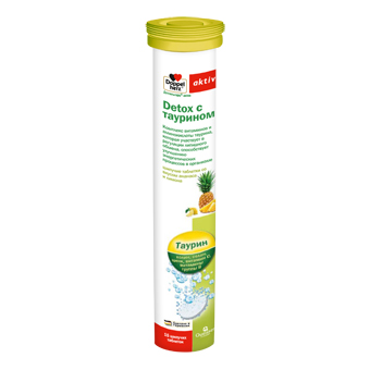 Doppelherz Activ (Доппельгерц) Детокс с таурином, таблетки шипучие со вкусом ананаса и лимона, 15 шт БАД