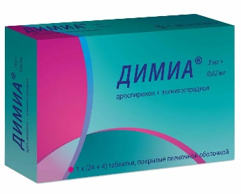 Купить димиа, таблетки, покрытые пленочной оболочкой 3мг+0,02мг, 28 шт в Нижнем Новгороде