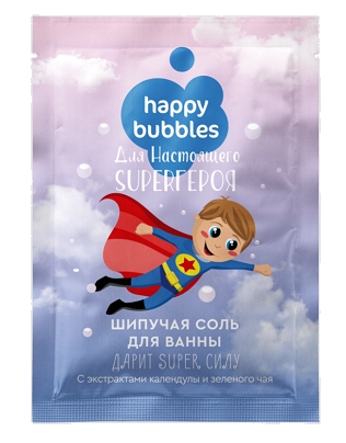 Фитокосметик Happy Bubbles соль для ванны шипучая для настоящего супергероя, 100г