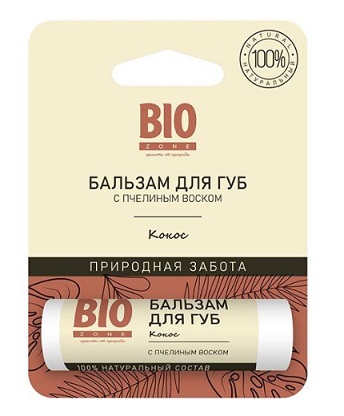 BioZone (БиоЗон) бальзам для губ с пчелиным воском Кокос, 4,25г