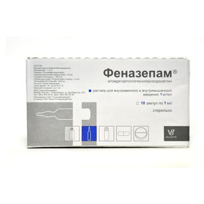 Купить феназепам, раствор для внутривенного и внутримышечного введения 1мг/мл, ампулы 1мл, 10 шт в Нижнем Новгороде