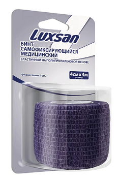 Luxsan (Люксан) бинт эластичный самофиксирующийся на нетканой основе без латекса 6 смх4, фиолетовый