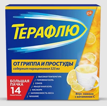 Купить терафлю от гриппа и простуды, порошок для приготовления раствора для приема внутрь, лимонный, пакетики 22,1г, 14 шт в Нижнем Новгороде