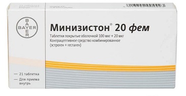 Купить минизистон 20 фем, таблетки, покрытые оболочкой 100мкг+20мкг, 21 шт в Нижнем Новгороде