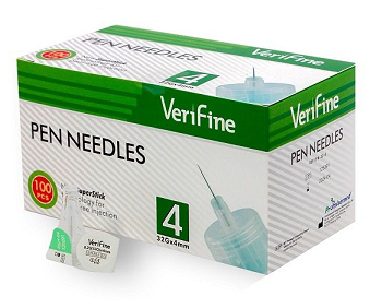 Иглы для инсулиновых шприц-ручек (0,23мм) 32G-4мм Verifine 100шт