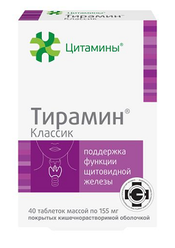 Цитамины Тирамин Классик, таблетки кишечнорастворимые покрытые оболочкой 155мг 40шт БАД