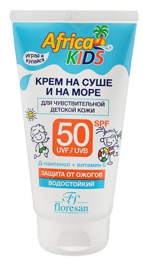 Купить флоресан (floresan) africa kids крем солнцезащитный на суши и на море, 150мл spf-50 в Нижнем Новгороде