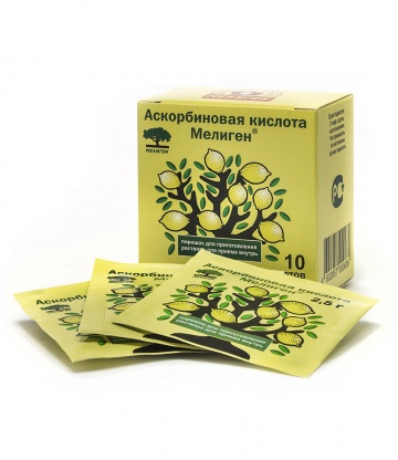Аскорбиновая кислота Мелиген, порошок 2,5г пак 10 шт БАД