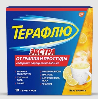 Купить терафлю экстра, порошок для приготовления раствора для приема внутрь, лимонный, пакетики 15г, 10 шт в Нижнем Новгороде