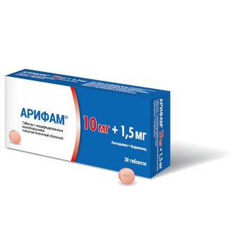Арифам, таблетки с модифицированным высвобождением, покрытые оболочкой 10мг+1,5мг, 30 шт