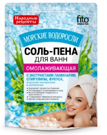 Фитокосметик Народные рецепты соль-пена для ванн омолаживающая морские водоросли, 200г