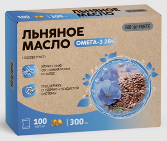 Льняное масло BioForte, капсулы 100шт БАД