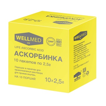 Аскорбинка, Life ascorbic acid порошок в пакетиках по 2,5г, 10 шт БАД