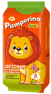 Pamperino (Памперино) Kids салфетки влажные детские Ромашка+Витамин Е 8шт