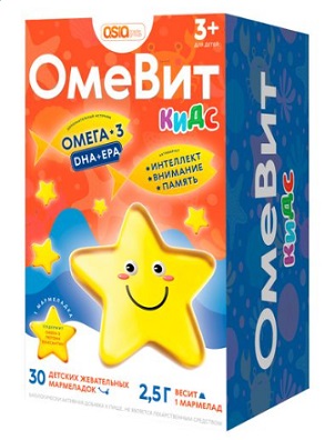 ОмеВит Кидс Омега 3 мармелад жевательный для детей с 3-х лет 2,5г, 30шт БАД