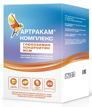 Артракам Комплекс глюкозамин хондроитин мсм, порошок массой 4,1 г пакет-саше 20шт БАД