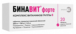Купить бинавит форте, таблетки, покрытые пленочной оболочкой 200мг+100мг+0,2мг, 20 шт в Нижнем Новгороде