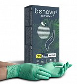 Купить перчатки benovy смотровые нитриловые нестерильные неопудренные текстурные на пальцах размер xs, 100 шт, зеленые в Нижнем Новгороде