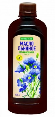 Купить льняное масло пищевое консумед (consumed), флакон 500мл бад в Нижнем Новгороде