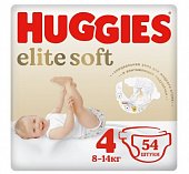 Купить huggies elitesoft (хаггис) подгузники 4, 8-14кг, 54 шт в Нижнем Новгороде