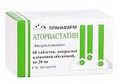 Купить аторвастатин, таблетки покрытые пленочной оболочкой 20мг, 60 шт в Нижнем Новгороде