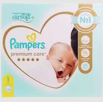 Купить pampers premium care (памперс) подгузники 1 для новорожденных 2-5кг, 102шт в Нижнем Новгороде
