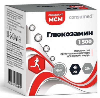 Купить глюкозамин 1500 консумед (consumed), порошок для приготовления раствора для приема внутрь, пакетики 2,5г, 20 шт бад в Нижнем Новгороде