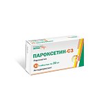 Пароксетин-СЗ, таблетки, покрытые пленочной оболочкой 20мг, 30 шт