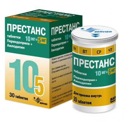 Купить престанс, таблетки 5мг (амлодипин)+10мг (периндоприл), 30 шт в Нижнем Новгороде
