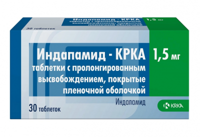 Купить индапамид-крка, таблетки с пролонгированным высвобождением, покрытые пленочной оболочкой 1,5мг, 30 шт в Нижнем Новгороде