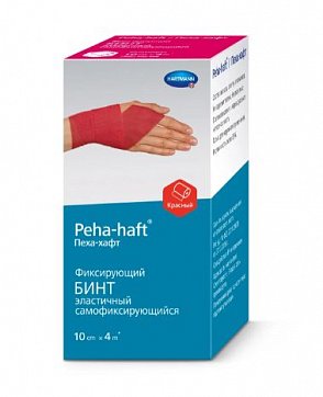 Paul Hartmann (Хартманн) бинт Пеха-хафт Колор когезивный фиксирующий эластичный 4м х 10cм красный 1 шт