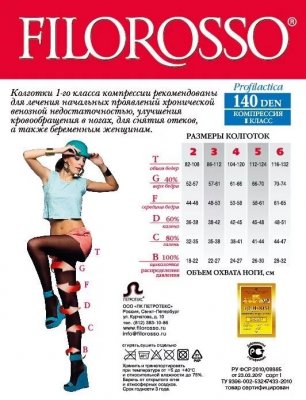 Купить филороссо (filorosso) колготки женские профилактика 140 ден, 1 класс компрессии, размер 4, бежевые в Нижнем Новгороде