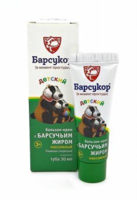 Купить барсукор (барсучий жир) крем-бальз массаж д/дет. 30мл в Нижнем Новгороде