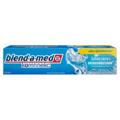 Купить бленд-а-мед (blend a med) зубная паста с ополаскивателем освежающая чистота перечная мята 125мл в Нижнем Новгороде
