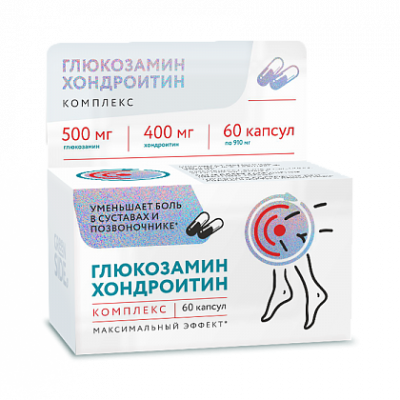 Купить глюкозамин-хондроитин комплекс, капсулы 910мг, 60шт бад в Нижнем Новгороде