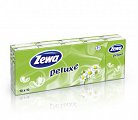 Платочки Бумажные Носовые Zewa (Зева) Deluxe ромашка 3 слоя, 10 х10шт