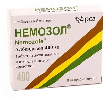 Немозол, таблетки жевательные 400мг, 1 шт