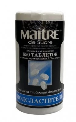Купить maitre de sucre (мэтр де сукре) подсластитель столовый, таблетки 650шт в Нижнем Новгороде