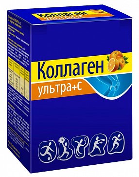 Коллаген Ультра+ С, порошок с ароматом апельсина пакет-саше массой 8 гр 7 шт. БАД