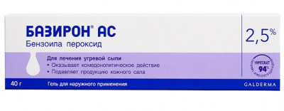 Купить базирон-ас, гель для наружного применения 2,5%, 40г в Нижнем Новгороде