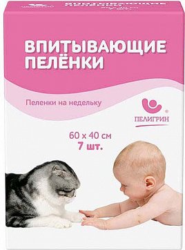 Пелигрин, пеленки Классик 60х40см, 7 шт