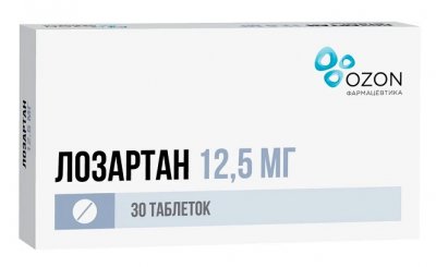 Купить лозартан, таблетки, покрытые пленочной оболочкой 12,5мг, 30 шт в Нижнем Новгороде