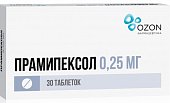 Купить прамипексол, таблетки 0,25мг, 30 шт в Нижнем Новгороде