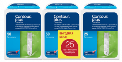 Купить тест-полоски contour plus (контур плюс), 2 х50 шт+ 1 х25шт в Нижнем Новгороде