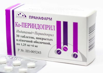 Купить ко-периндоприл, таблетки, покрытые пленочной оболочкой 1,25мг+4мг, 30 шт в Нижнем Новгороде