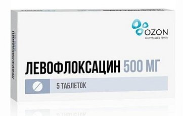 Левофлоксацин, таблетки покрытые пленочной оболочкой 500мг, 5 шт