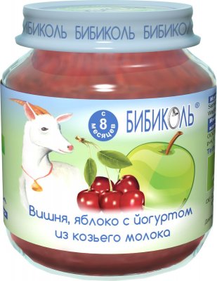 Купить бибиколь пюре вишня/яблоко/йогурт козий125г (sunval nahrungsmittel gmbh, германия) в Нижнем Новгороде