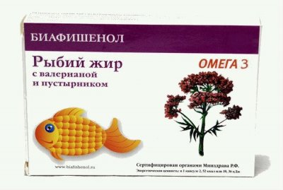 Купить рыбий жир биафишенол с валерианой и пустырником, капсулы, 50 шт бад в Нижнем Новгороде