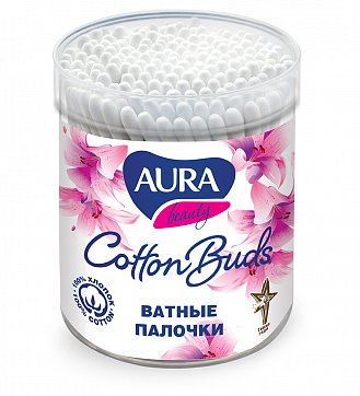 Aura (Аура) ватные палочки стакан 100шт