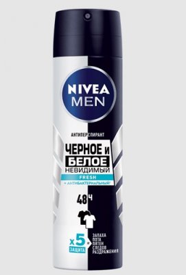 Купить nivea (нивея) для мужчин дезодорант спрей невидимый черное, белое fresh, 150мл в Нижнем Новгороде